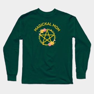 Magickal Mom Midsummer Floral Pentacle Cheeky Witch® Long Sleeve T-Shirt